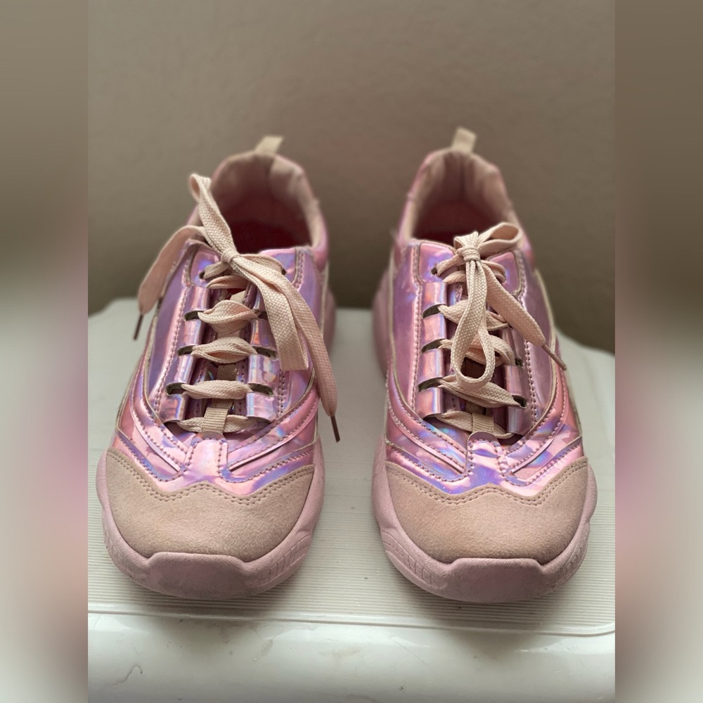 Laser Glitter Pink Holographic Sneakers